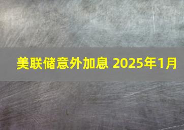 美联储意外加息 2025年1月